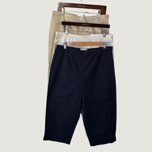 Chaus Capri Pants Size 16 Stretch Side Zip NWT Pre-owned Set of 3 Blue Beige Tan